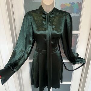 Elegant Green Satin Dress